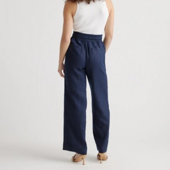 Quince 100% European Linen Wide Leg Pants Blue M - Picture 3 of 3
